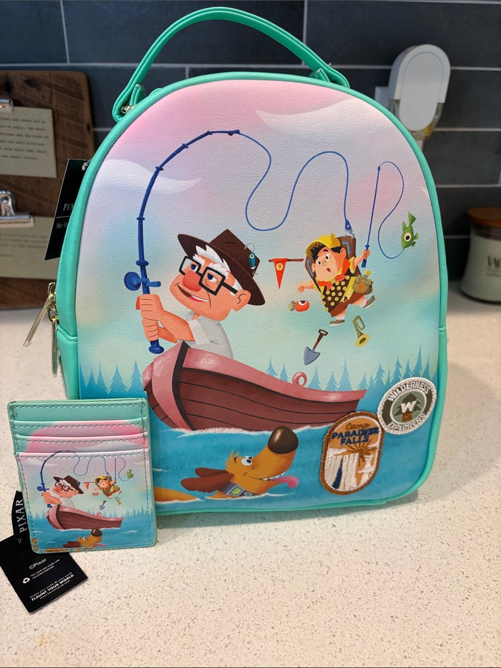 Pixar Up Fishing Adventure Backpack and Card Holder Set - Her Universe NWT